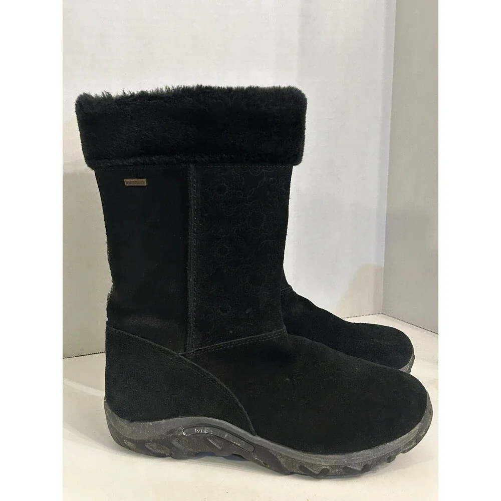 Merrell Kids Jungle Moc Puff J95602 Black Suede Waterproof Snow Boots Kids 6.5